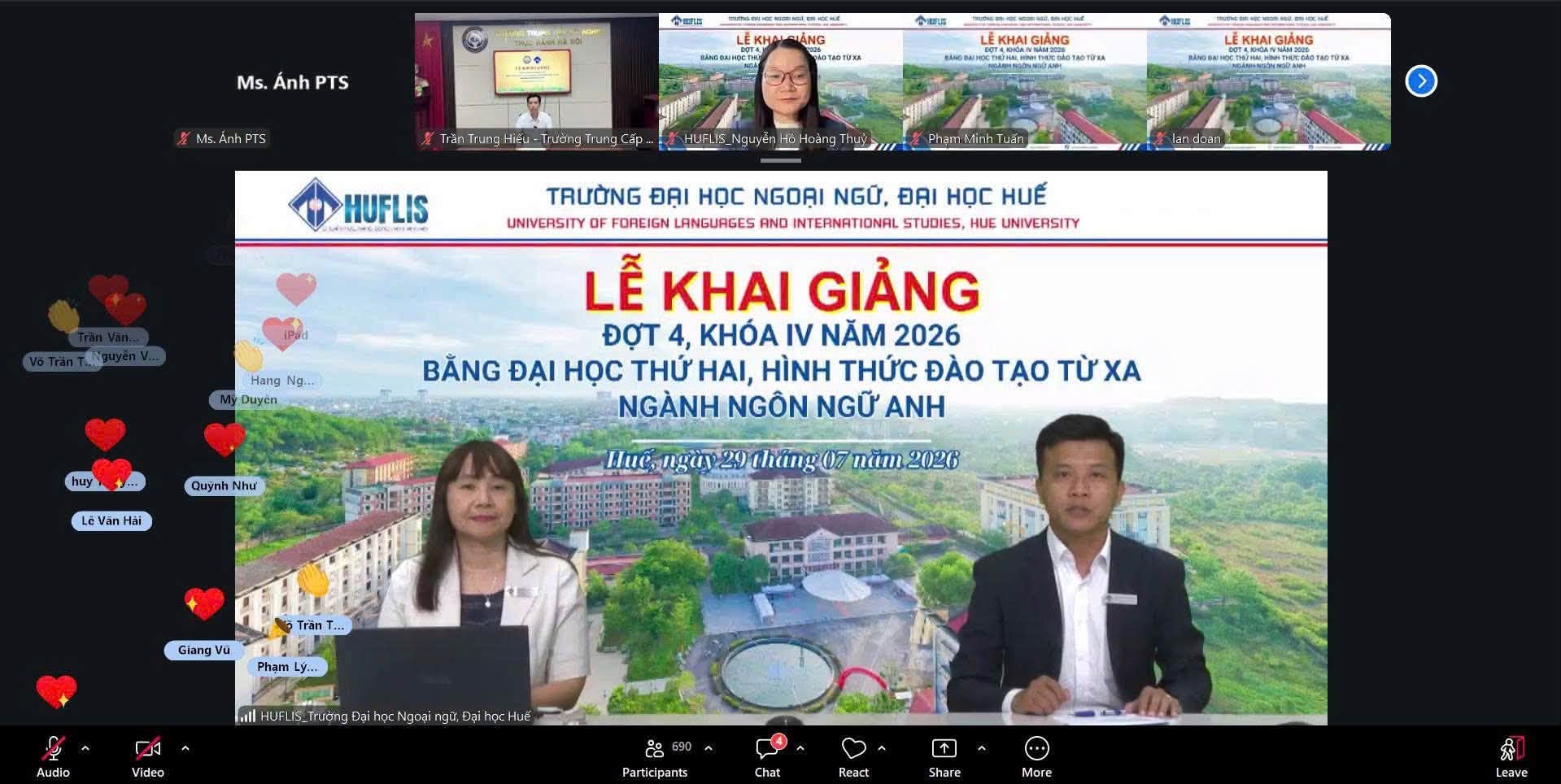 Khai Giảng Đợt 4 Khóa IV Ngôn Ngữ Anh Online ĐH Ngoại Ngữ Huế
