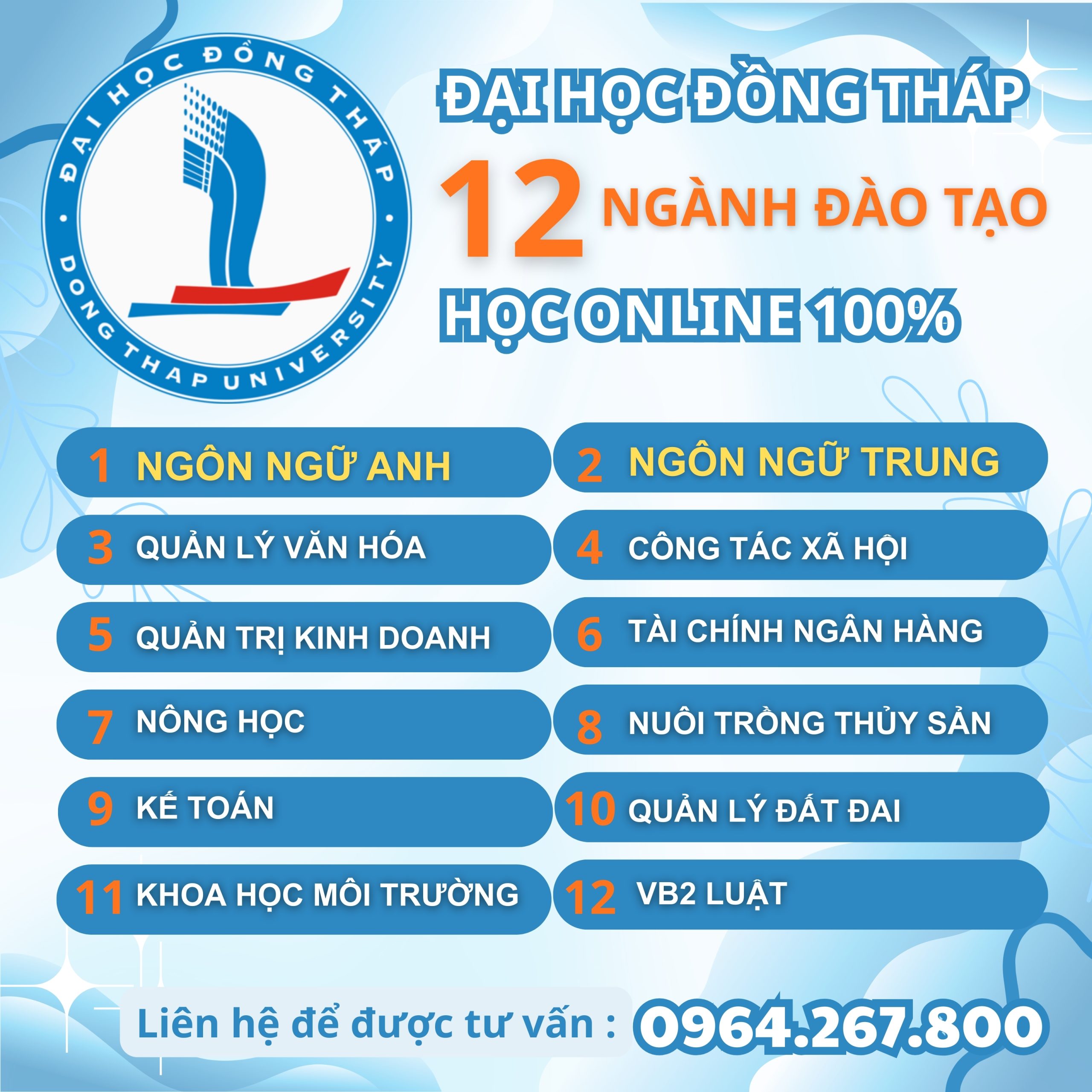 12 Ngành hot Đại Học Đồng Tháp